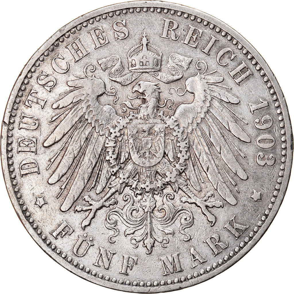 Moneta, Landy niemieckie, PRUSSIA, Wilhelm II, 5 Mark, 1903, Berlin, EF(40-45)