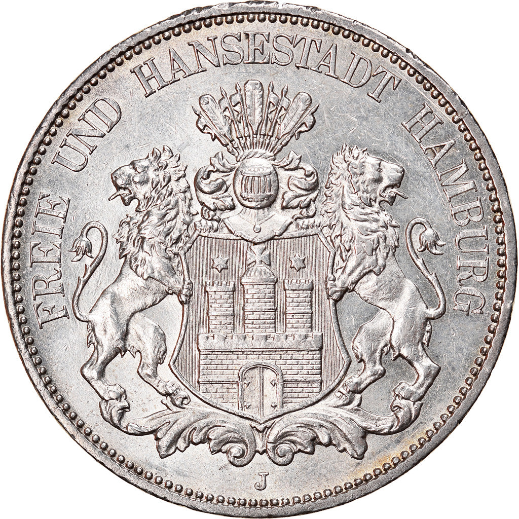 Coin, German States, HAMBURG, 5 Mark, 1913, Hamburg, MS(60-62), Silver, KM:610