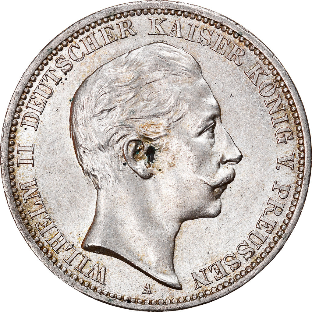 Coin, German States, PRUSSIA, Wilhelm II, 3 Mark, 1908, Berlin, MS(60-62)