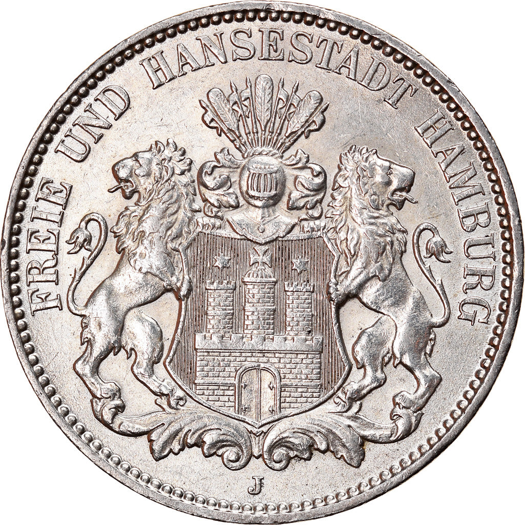 Münze, Deutsch Staaten, HAMBURG, 3 Mark, 1914, Hamburg, VZ+, Silber, KM:620