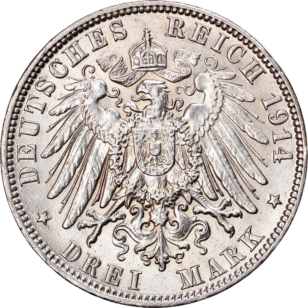 Münze, Deutsch Staaten, HAMBURG, 3 Mark, 1914, Hamburg, VZ+, Silber, KM:620
