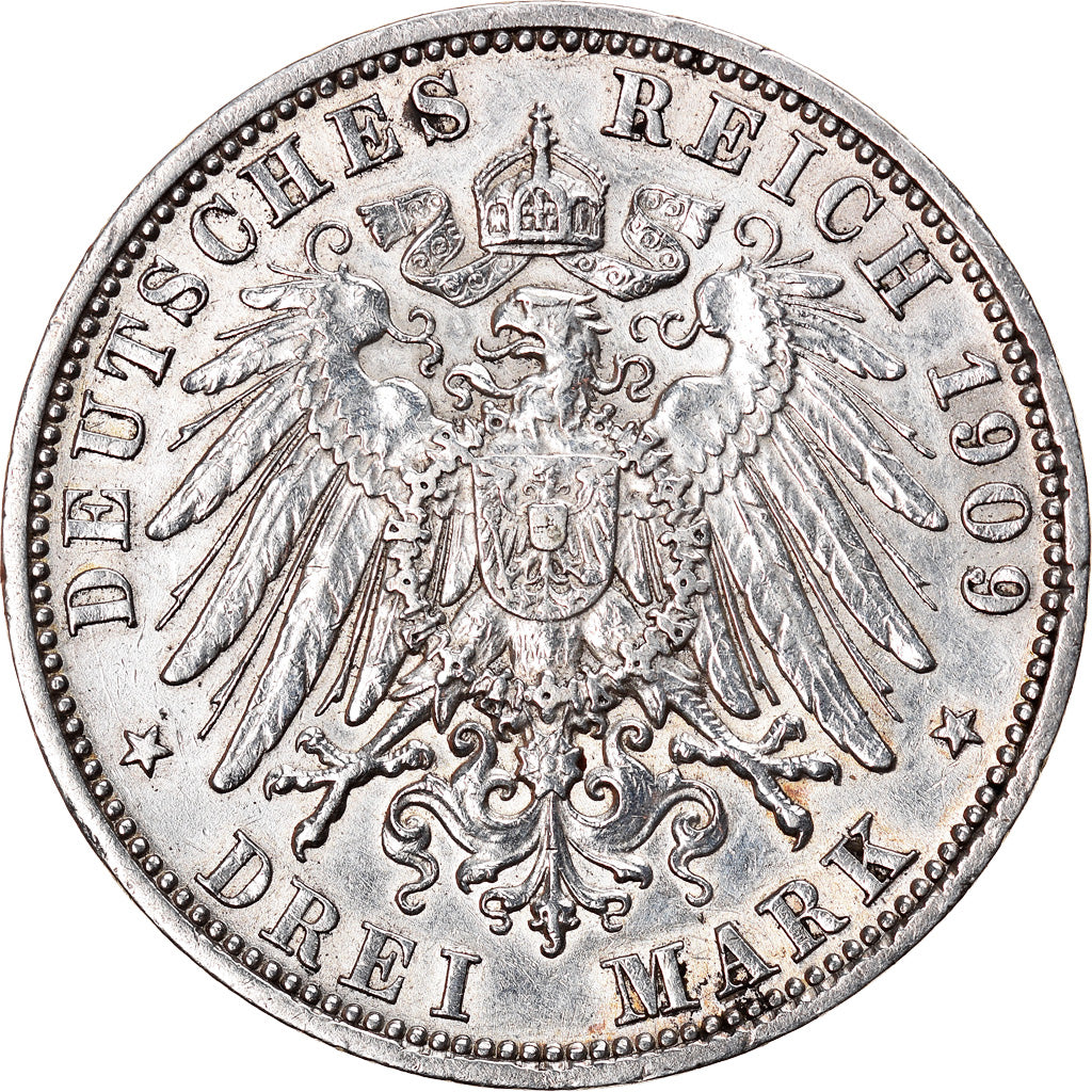 Munten, Duitse staten, PRUSSIA, Wilhelm II, 3 Mark, 1909, Berlin, ZF, Zilver