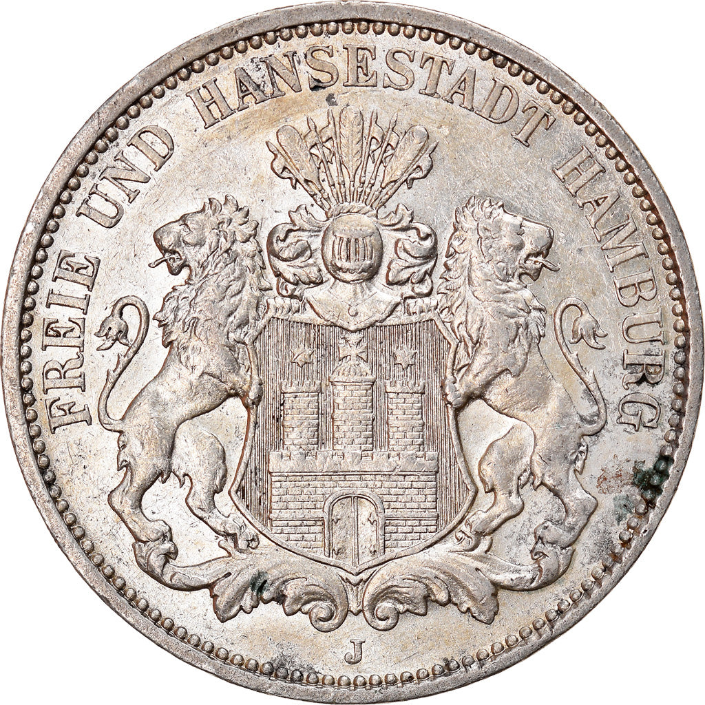 Coin, German States, HAMBURG, 3 Mark, 1912, Hamburg, AU(50-53), Silver, KM:620