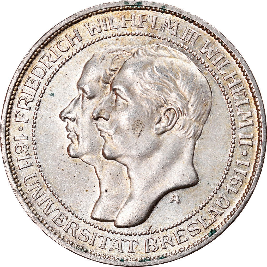 Coin, German States, PRUSSIA, Wilhelm II, 3 Mark, 1911, Berlin, MS(64), Silver