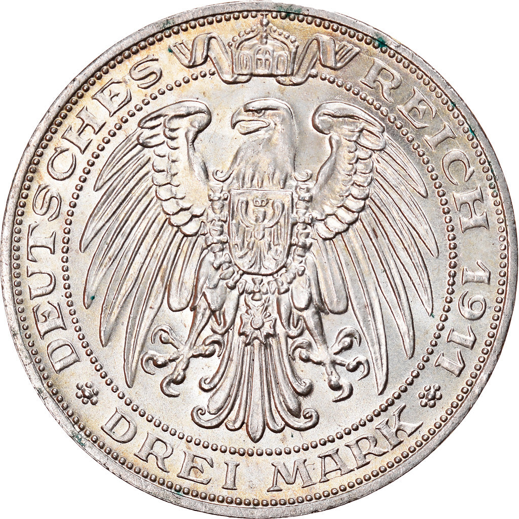 Coin, German States, PRUSSIA, Wilhelm II, 3 Mark, 1911, Berlin, MS(64), Silver