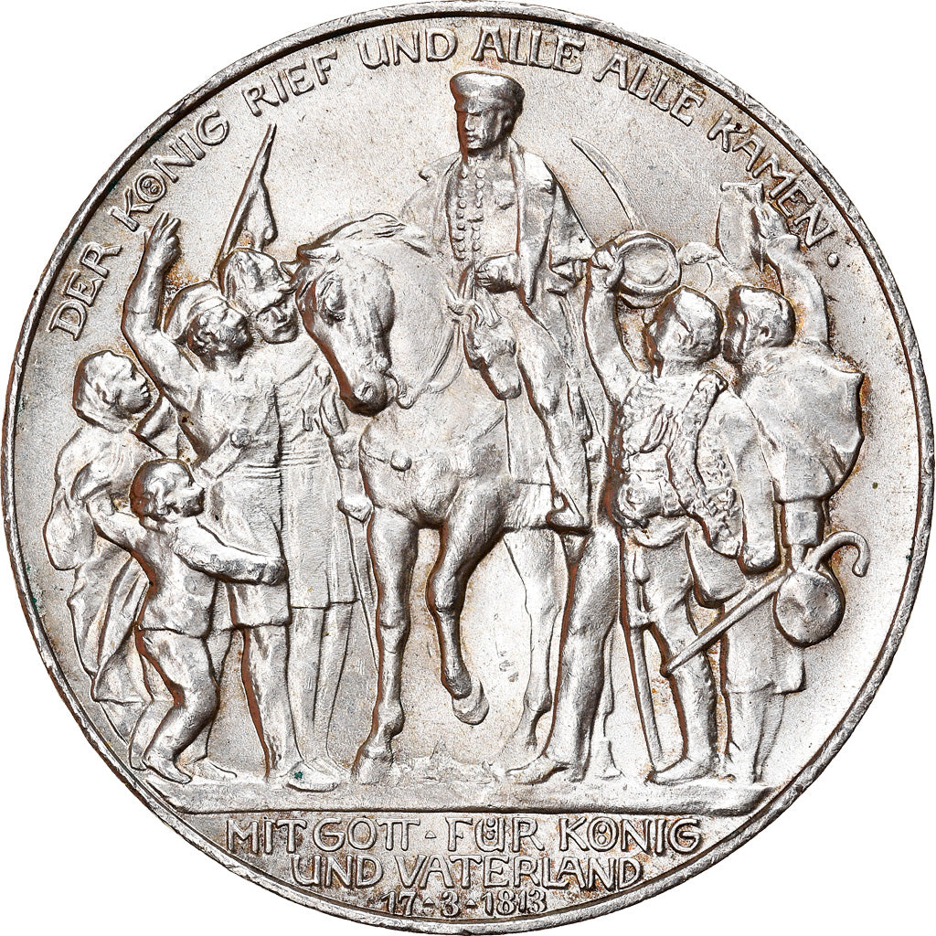 Moeda, Estados Alemães, PRUSSIA, Wilhelm II, 3 Mark, 1913, Berlin, AU(55-58)