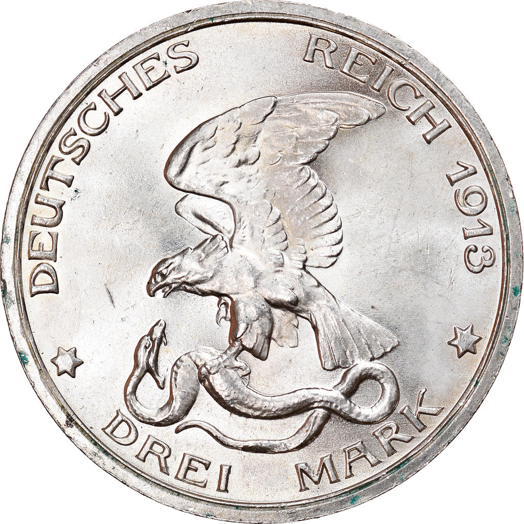 Coin, German States, PRUSSIA, Wilhelm II, 3 Mark, 1913, Berlin, MS(60-62)