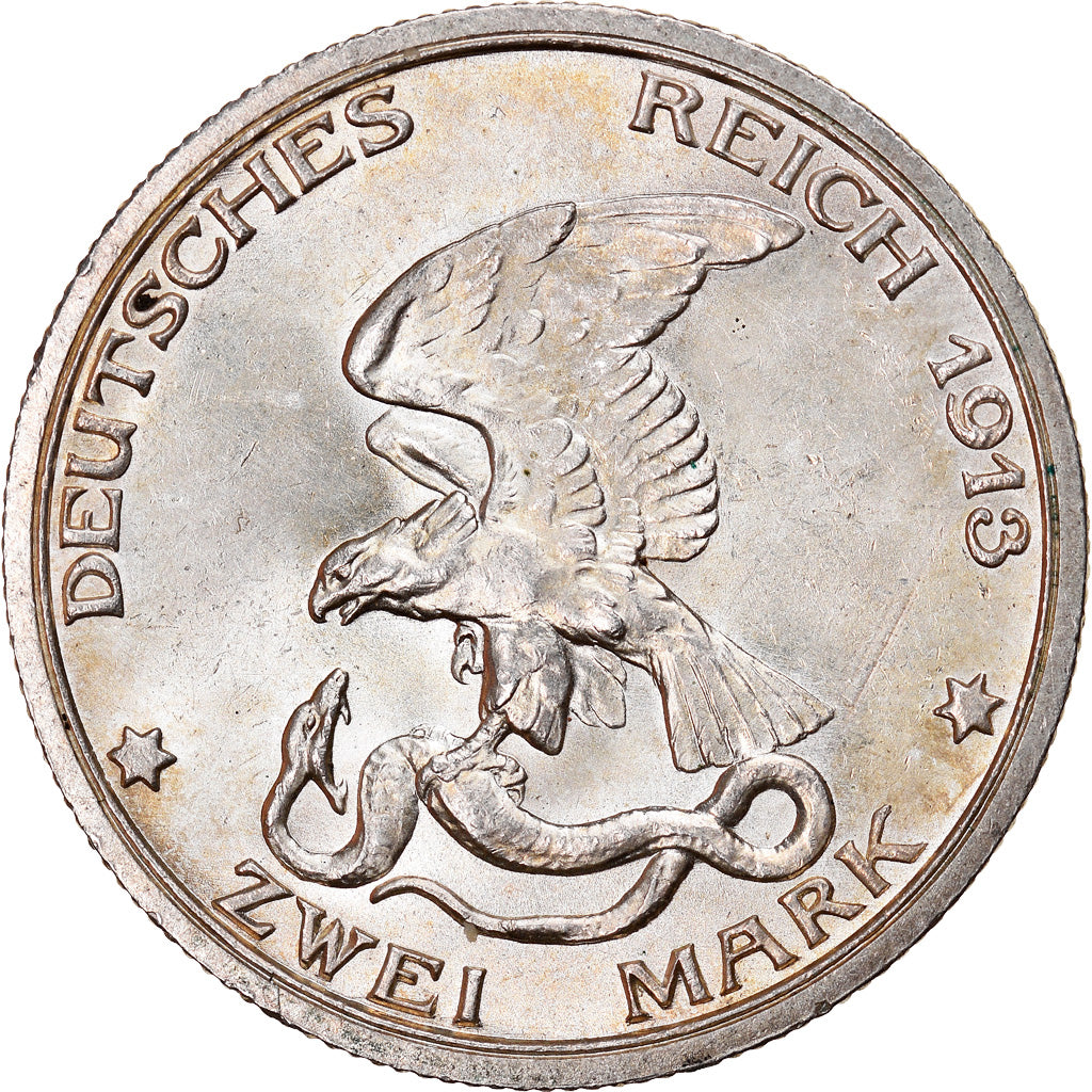Moeda, Estados Alemães, PRUSSIA, Wilhelm II, 2 Mark, 1913, Berlin, MS(63)