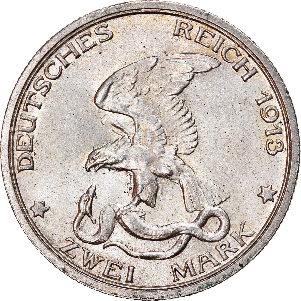 Coin, German States, PRUSSIA, Wilhelm II, 2 Mark, 1913, Berlin, MS(63), Silver