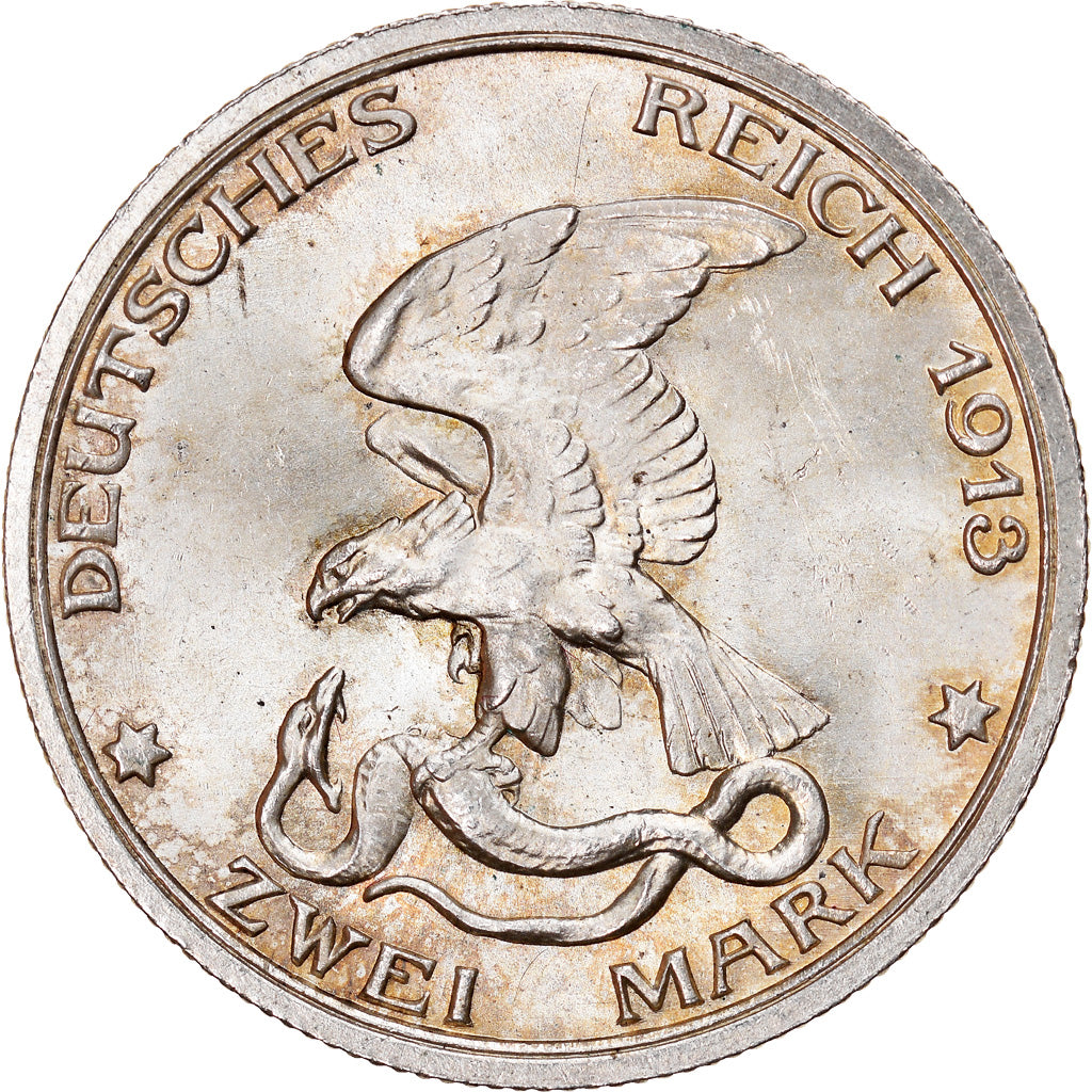 Coin, German States, PRUSSIA, Wilhelm II, 2 Mark, 1913, Berlin, MS(63), Silver