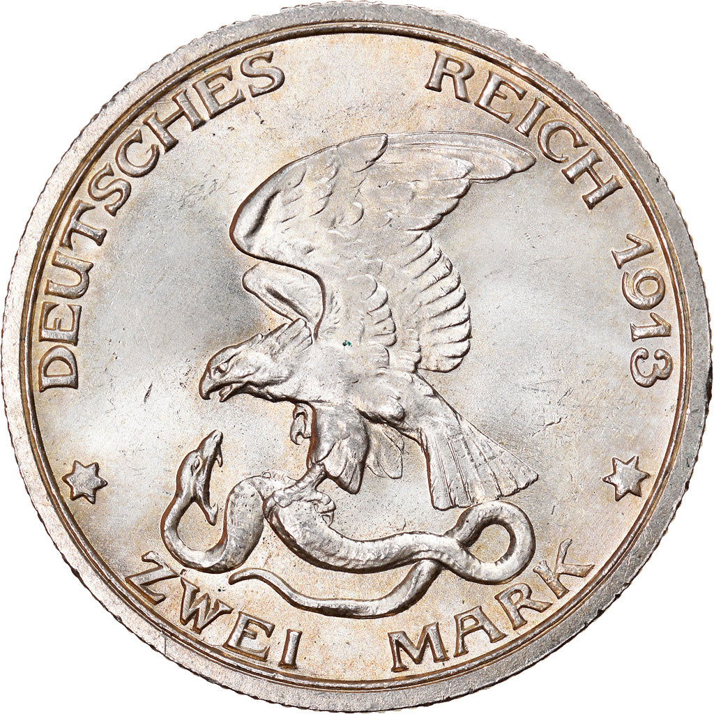 Coin, German States, PRUSSIA, Wilhelm II, 2 Mark, 1913, Berlin, MS(63), Silver