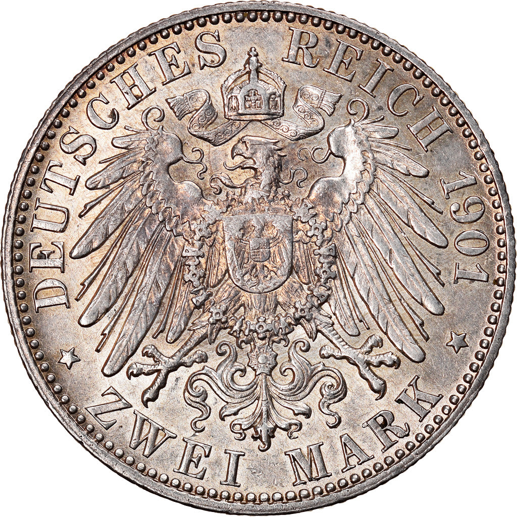 Münze, Deutsch Staaten, PRUSSIA, Wilhelm II, 2 Mark, 1901, Berlin, VZ+, Silber