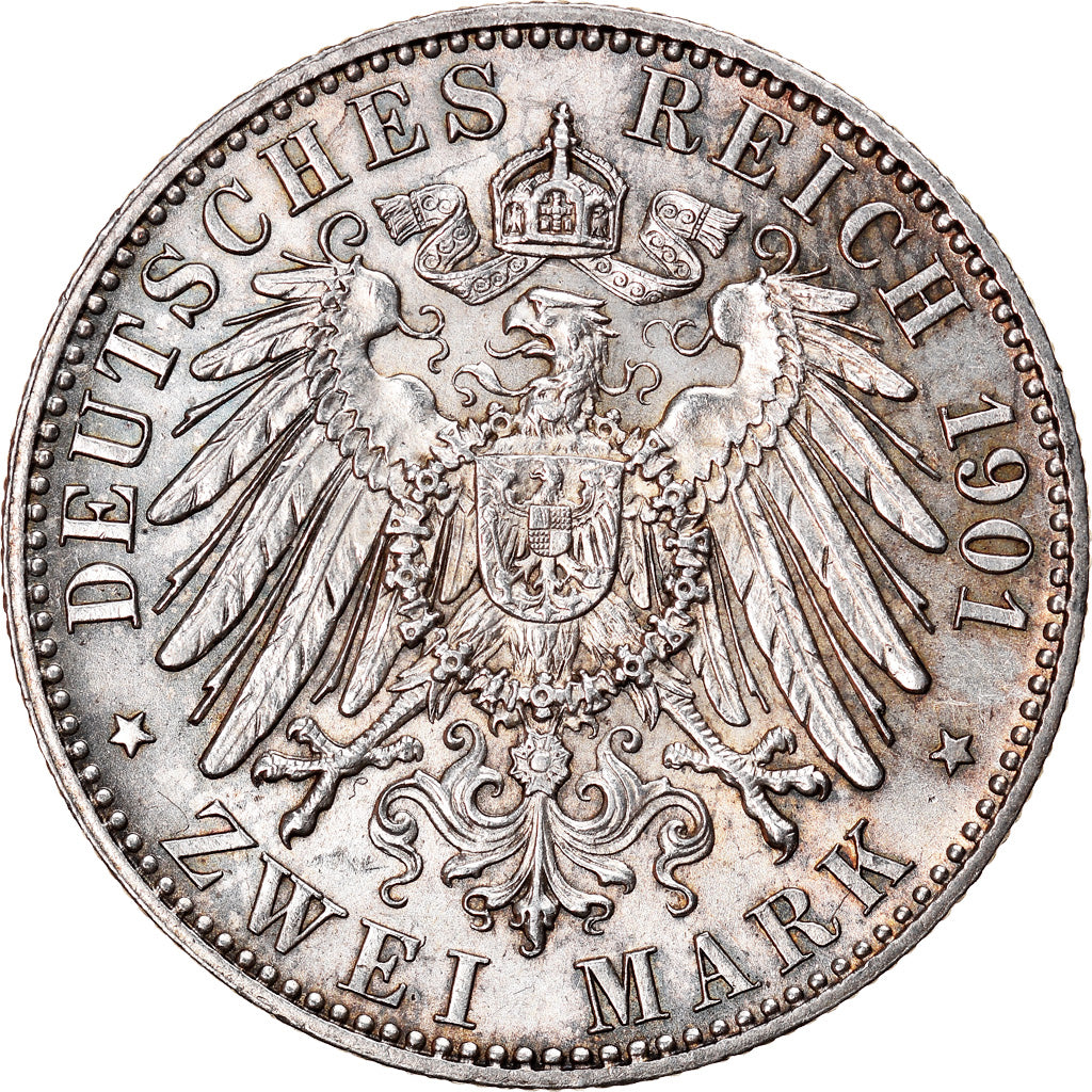 Coin, German States, PRUSSIA, Wilhelm II, 2 Mark, 1901, Berlin, MS(60-62)