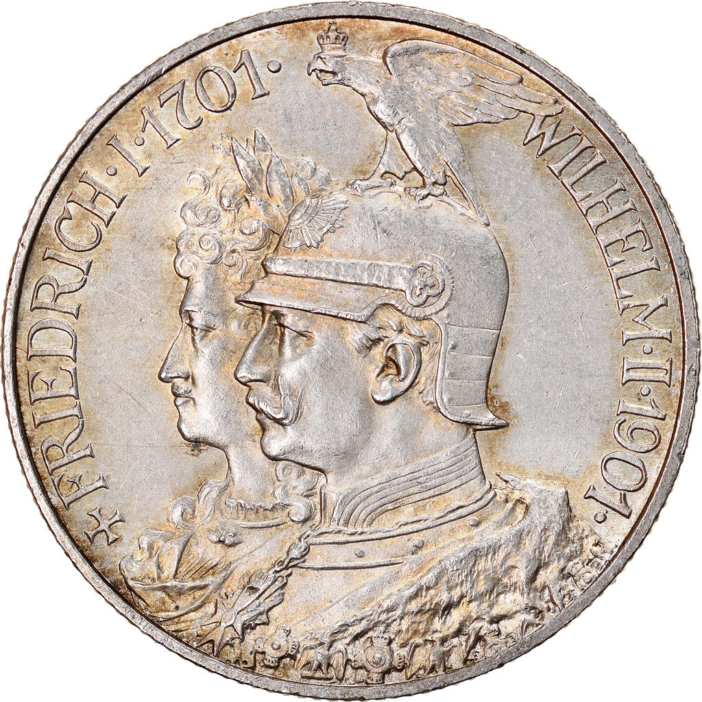 Coin, German States, PRUSSIA, Wilhelm II, 2 Mark, 1901, Berlin, MS(64), Silver