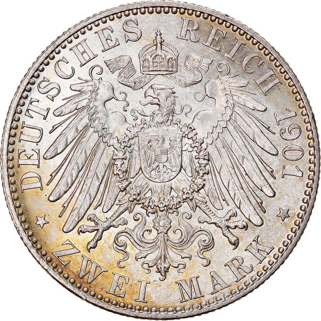 Coin, German States, PRUSSIA, Wilhelm II, 2 Mark, 1901, Berlin, MS(64), Silver