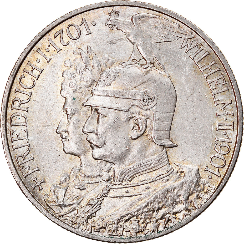 Coin, German States, PRUSSIA, Wilhelm II, 2 Mark, 1901, Berlin, MS(64), Silver