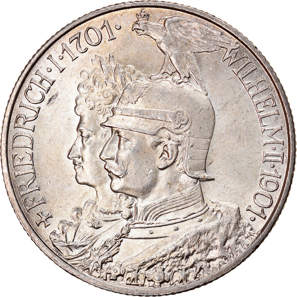 Coin, German States, PRUSSIA, Wilhelm II, 2 Mark, 1901, Berlin, MS(64), Silver