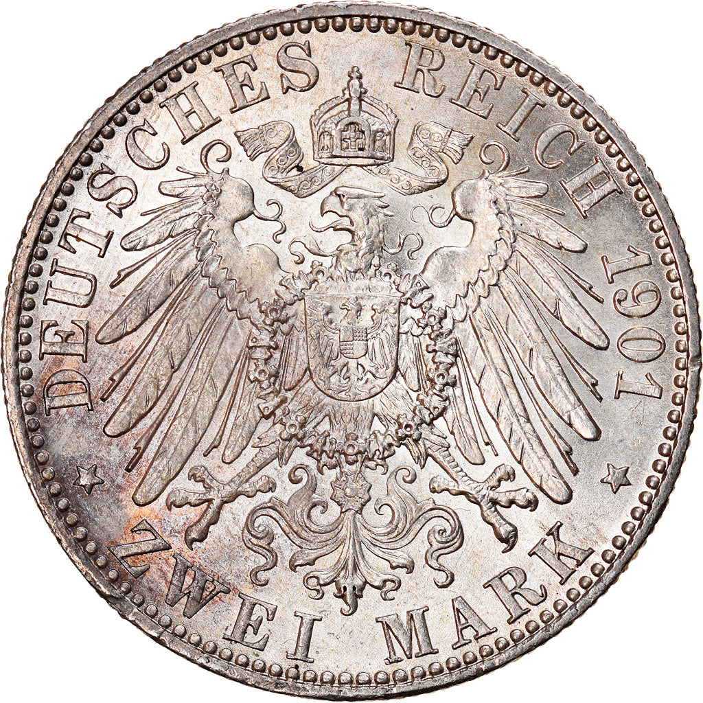 Coin, German States, PRUSSIA, Wilhelm II, 2 Mark, 1901, Berlin, MS(64), Silver