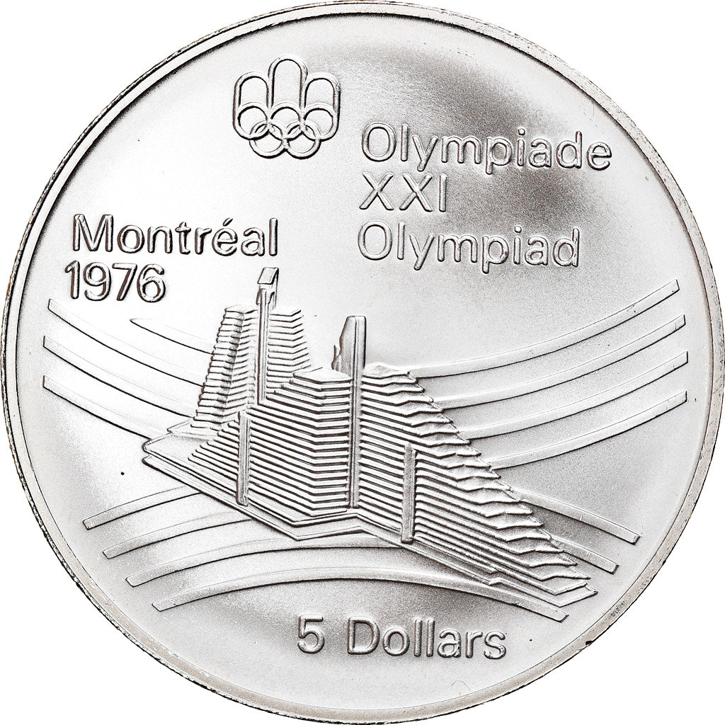 Coin, Canada, Elizabeth II, Olympic village, 5 Dollars, 1976, MS(65-70), Silver