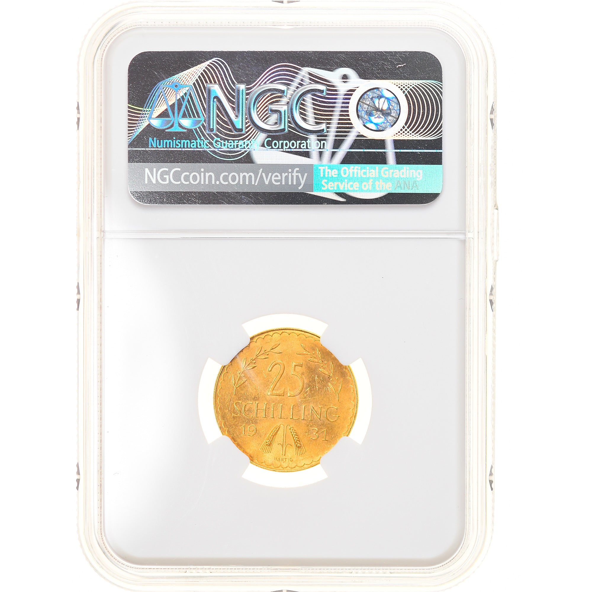 Coin, Austria, 25 Schilling, 1931, NGC, MS64, MS(64), Gold, KM:2841, graded