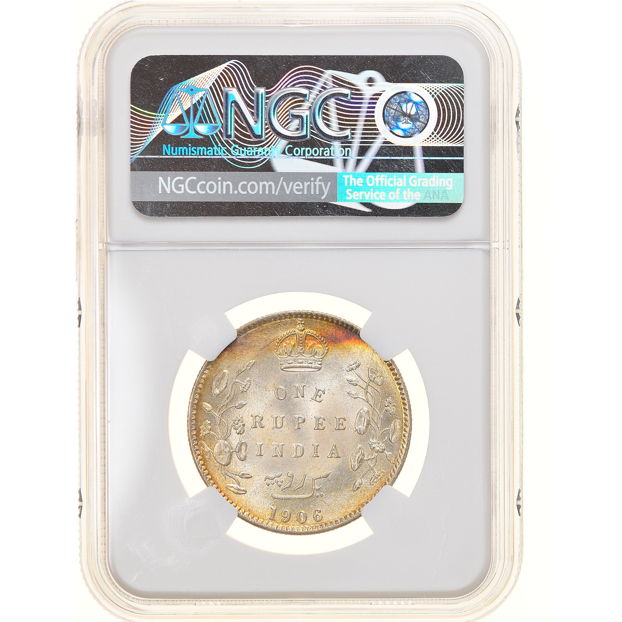 Coin, INDIA-BRITISH, Edward VII, Rupee, 1906, NGC, MS64+, MS(64), Silver