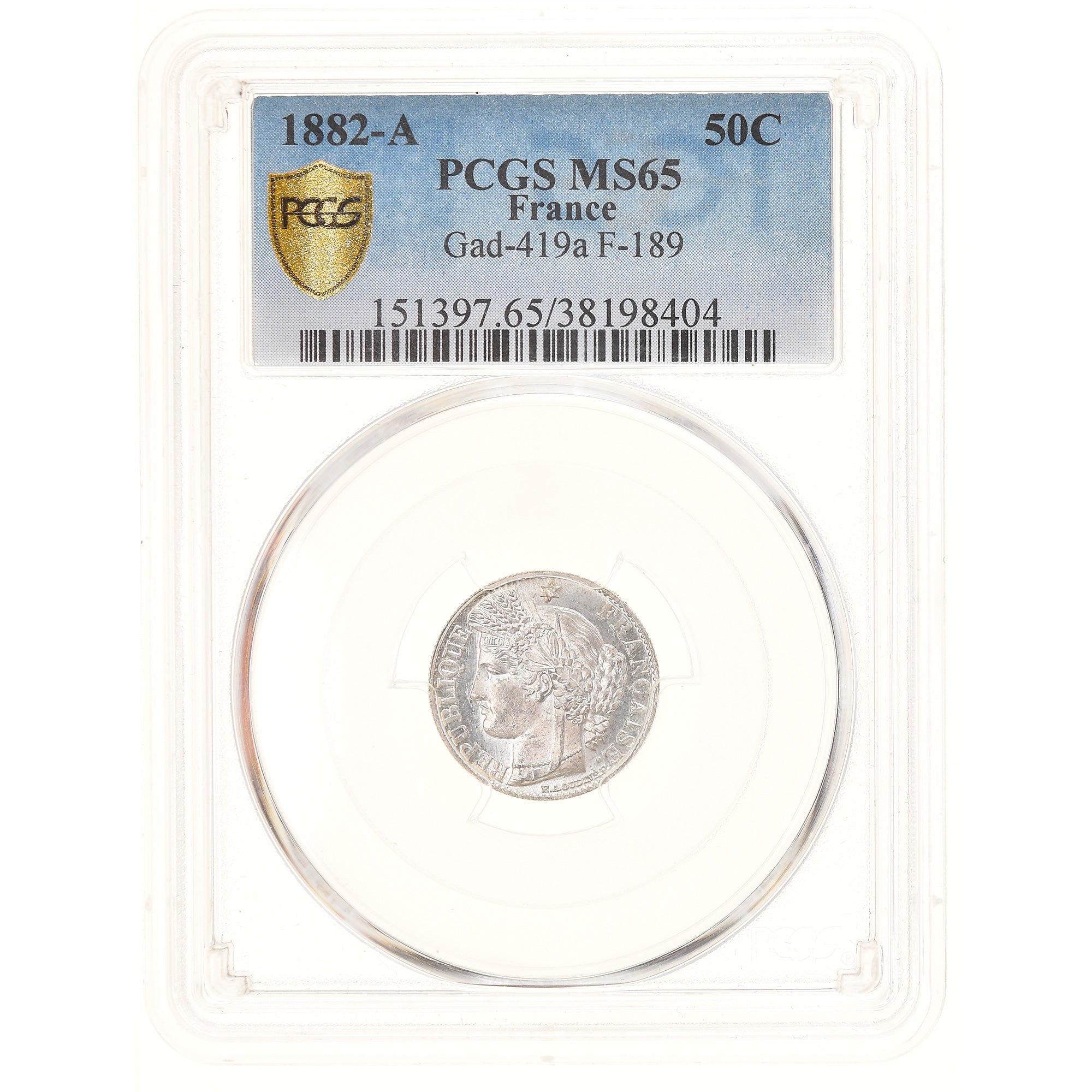 Coin, France, Cérès, 50 Centimes, 1882, Paris, PCGS, MS65, MS(65-70), Silver