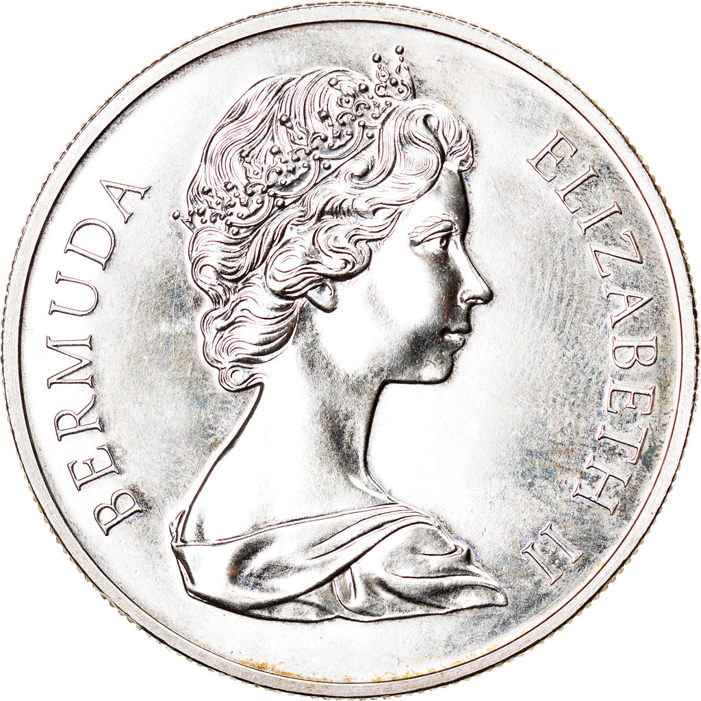 Coin, Bermuda, Elizabeth II, Dollar, 1972, MS(60-62), Silver, KM:22