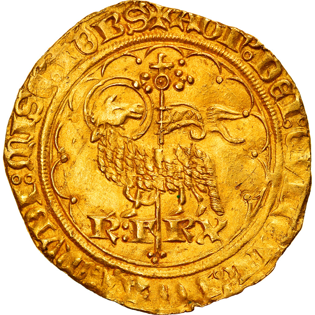 Coin, France, Charles VI, Agnel d'or, MS(60-62), Gold, Duplessy:372B