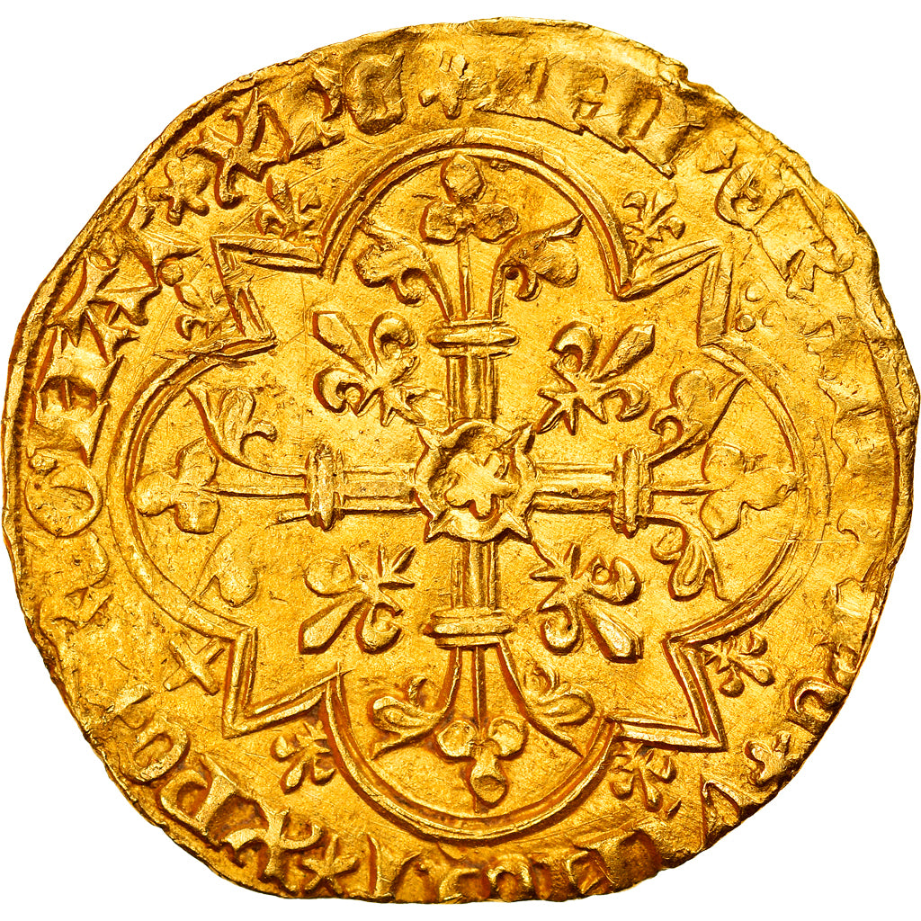 Coin, France, Charles VI, Agnel d'or, MS(60-62), Gold, Duplessy:372B