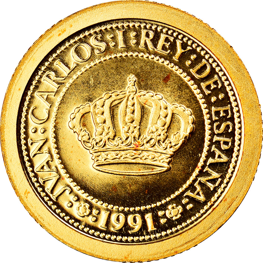 Moneda, España, Juan Carlos I, 5000 Pesetas, 1991, Madrid, FDC, Oro, KM:894