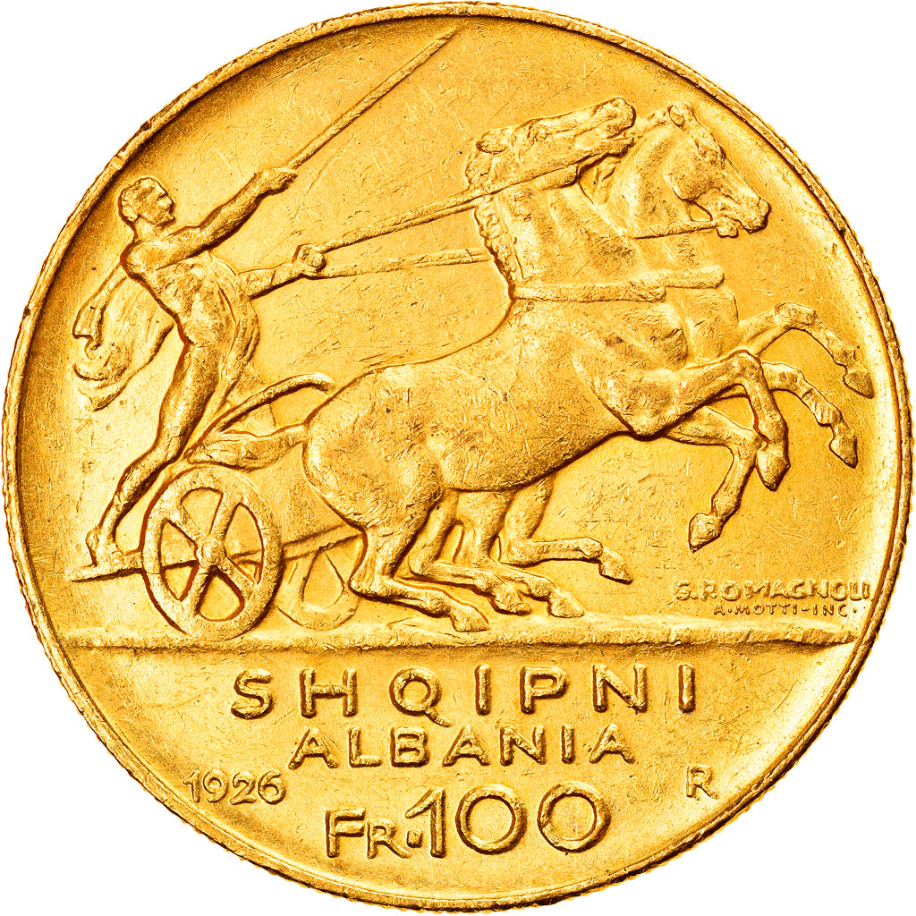 Moneta, Albania, Zog I, 100 Franga Ari, 1926, Rome, Rare, SPL, Oro, KM:11.1