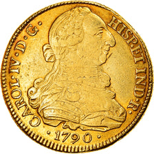 Moneta, Colombia, Charles IV, 8 Escudos, 1790, Popayan, BB, Oro, KM:53.2