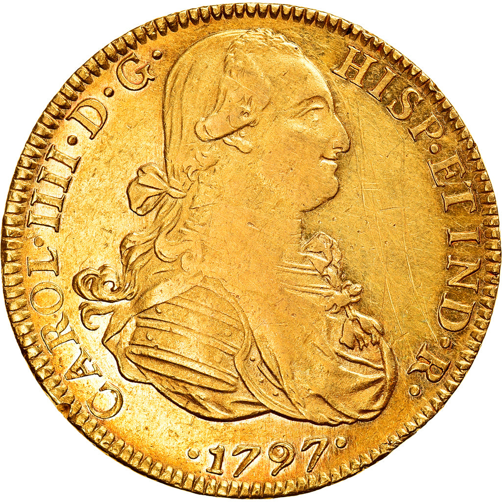 Moneta, Mexico, Charles IV, 8 Escudos, 1797, Mexico City, EF(40-45), Złoto