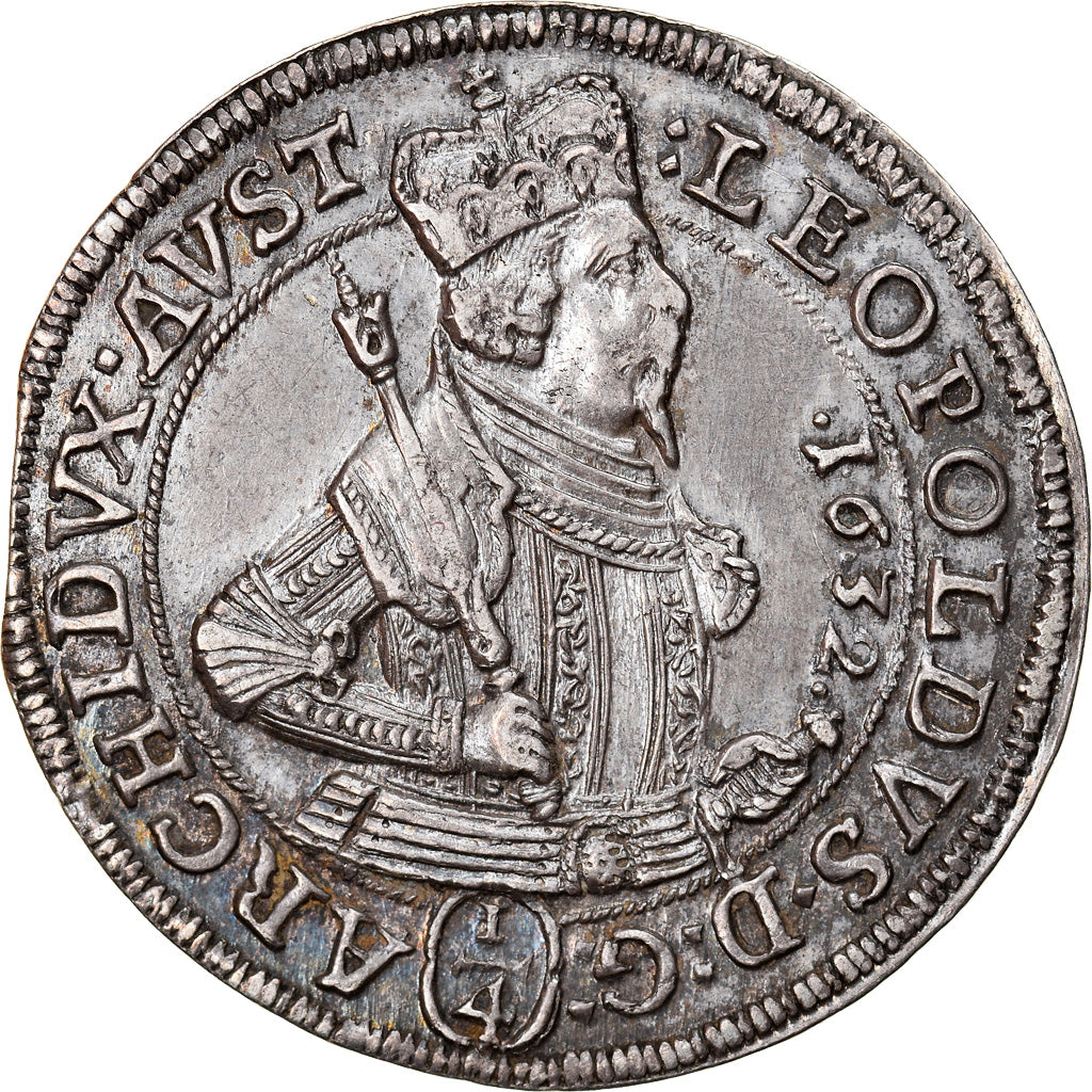 Coin, Austria, Ferdinand II, 1/4 Thaler, 1632, Vienna, AU(55-58), Silver, KM:672