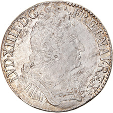 Moneta, Francia, Louis XIV, Écu aux 3 couronnes, Ecu, 1710, Reims, BB, Argento
