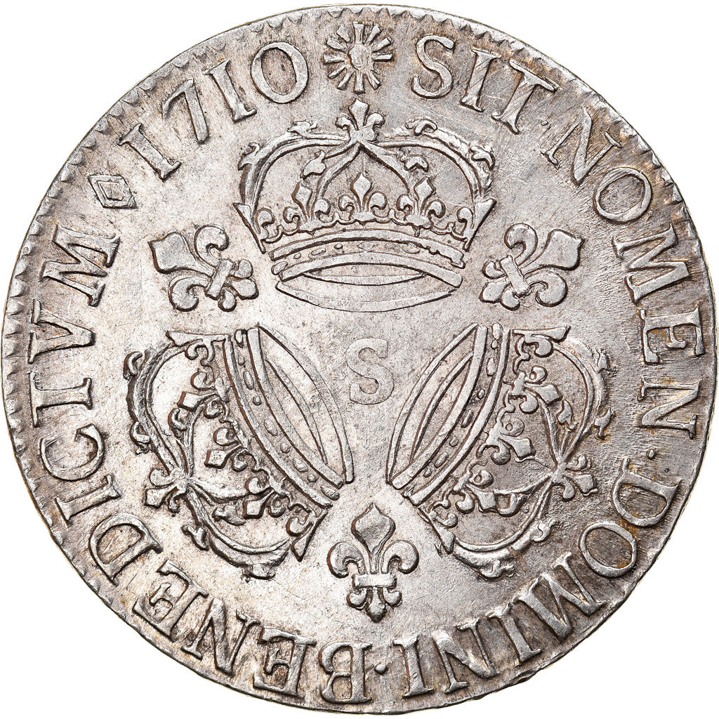 Coin, France, Louis XIV, Écu aux 3 couronnes, Ecu, 1710, Reims, EF(40-45)