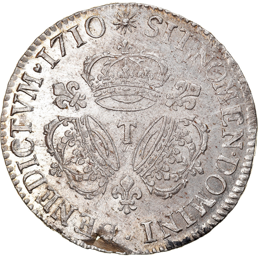 Coin, France, Louis XIV, Écu aux 3 couronnes, Ecu, 1710, Nantes, AU(50-53)