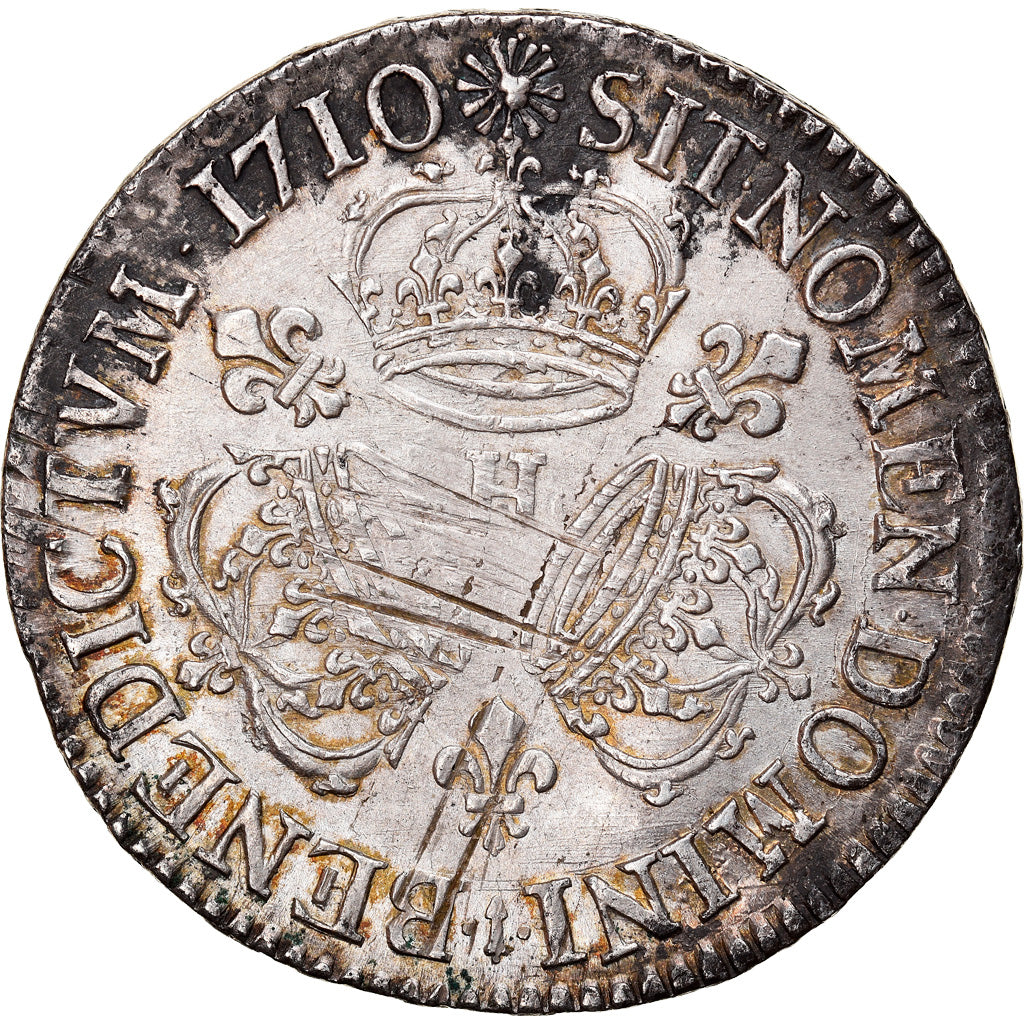 Moneta, Francia, Louis XIV, Écu aux 3 couronnes, Ecu, 1710, La Rochelle, BB