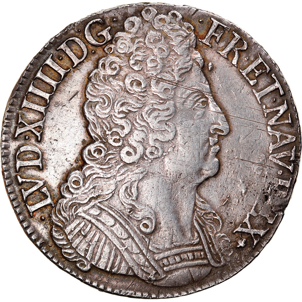 Coin, France, Louis XIV, Écu aux 3 couronnes, Ecu, 1711, Nantes, AU(50-53)