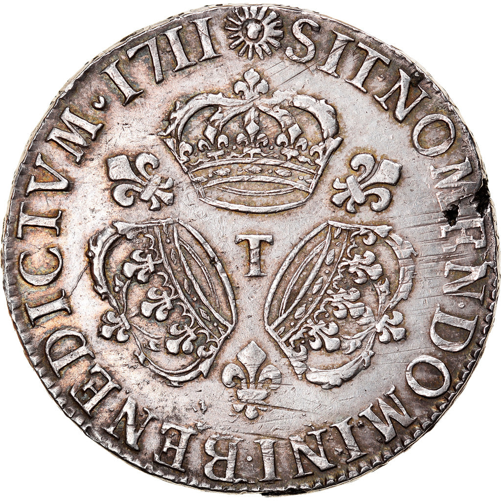 Coin, France, Louis XIV, Écu aux 3 couronnes, Ecu, 1711, Nantes, AU(50-53)