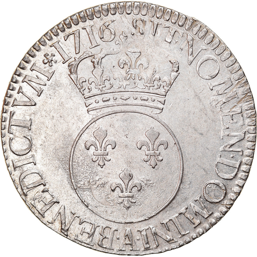 Münze, Frankreich, Louis XV, Ecu Vertugadin, 1716, Paris, SS+, Silber