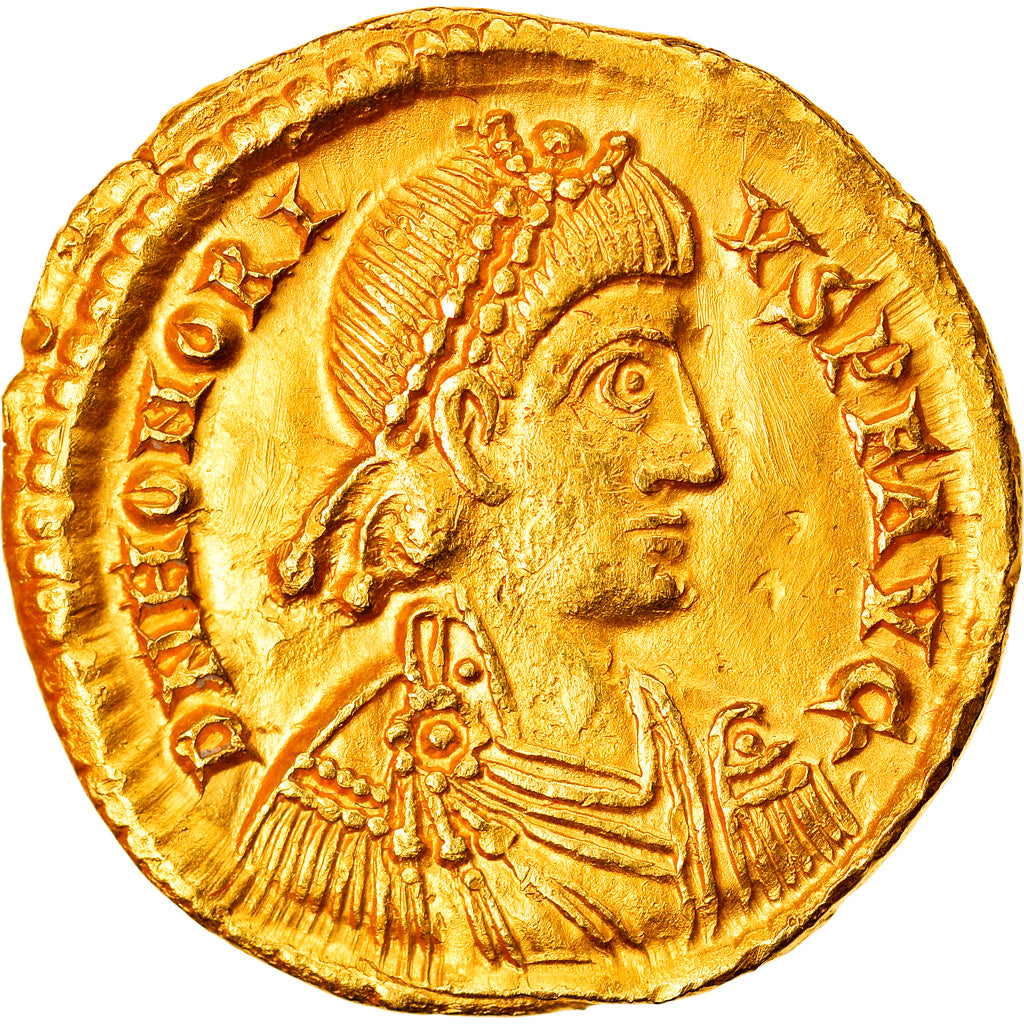 Coin, Honorius, Solidus, Ravenna, AU(55-58), Gold, RIC:1287