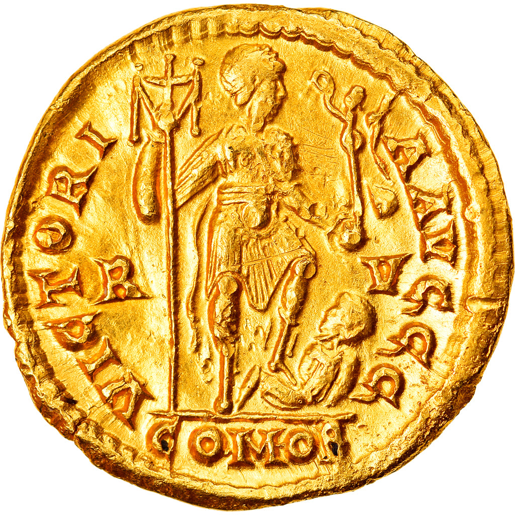 Coin, Honorius, Solidus, Ravenna, AU(55-58), Gold, RIC:1287