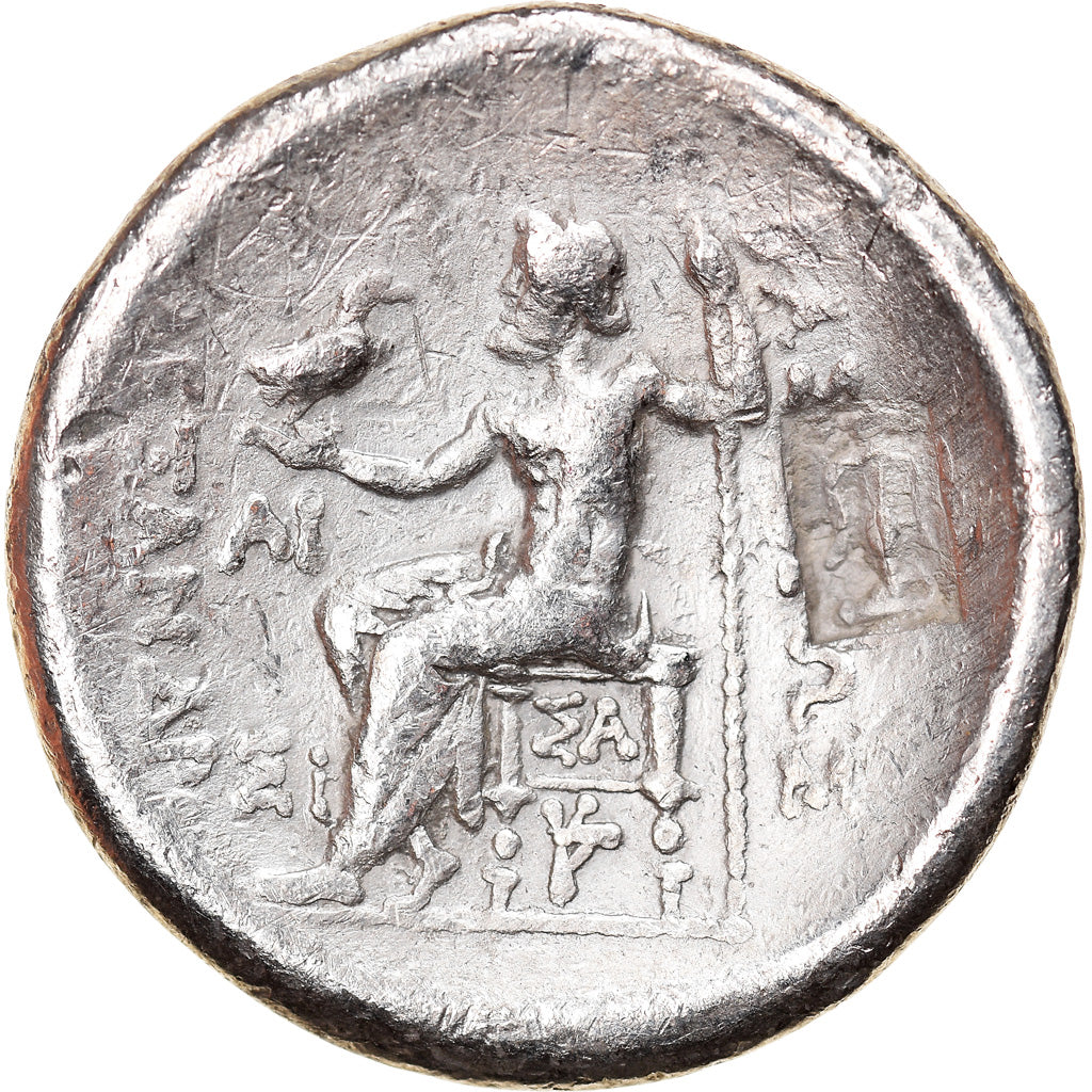 Moneda, Alexander III, Tetradrachm, Seleucid countermark, BC+, Plata