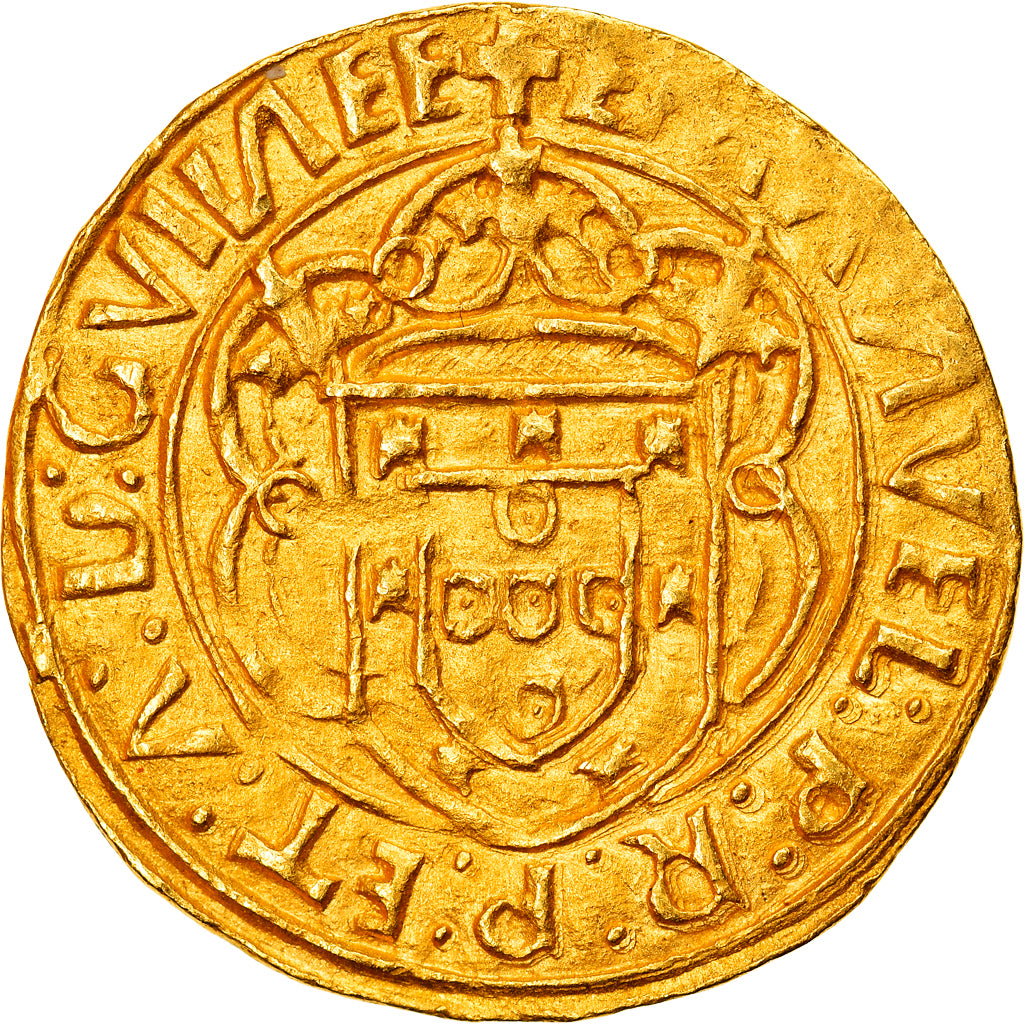 Münze, Portugal, Manuel I, Cruzado, 1495-1521, Lisbon, Rare, SS+, Gold
