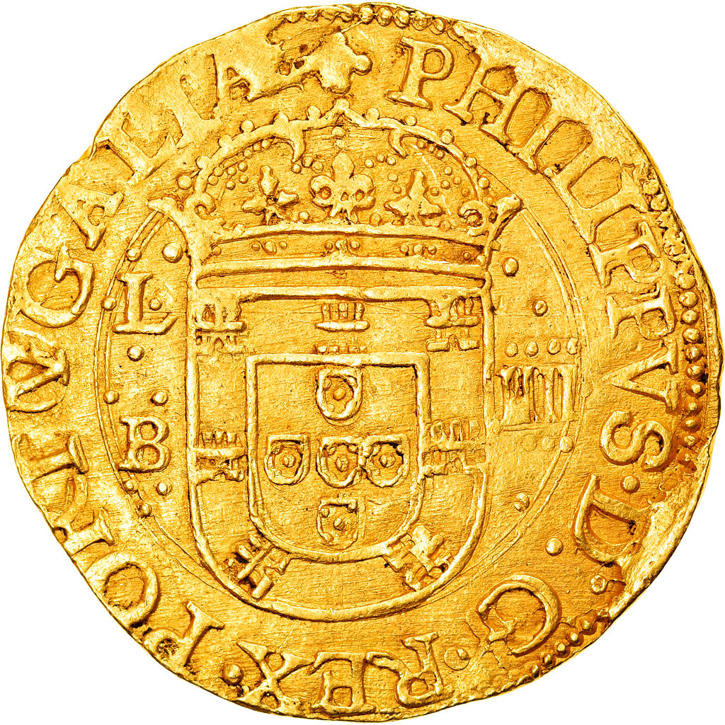 Coin, Portugal, Filipe II, 4 Cruzados, 1598-1621, Pedigree, AU(55-58), Gold