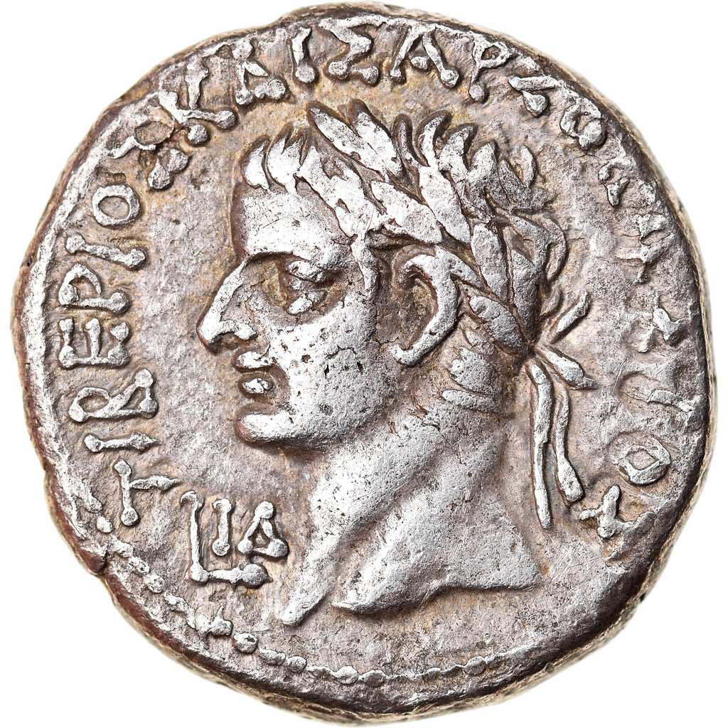 Coin, Tiberius and Augustus, Tetradrachm, 27-28, Alexandria, AU(55-58), Billon
