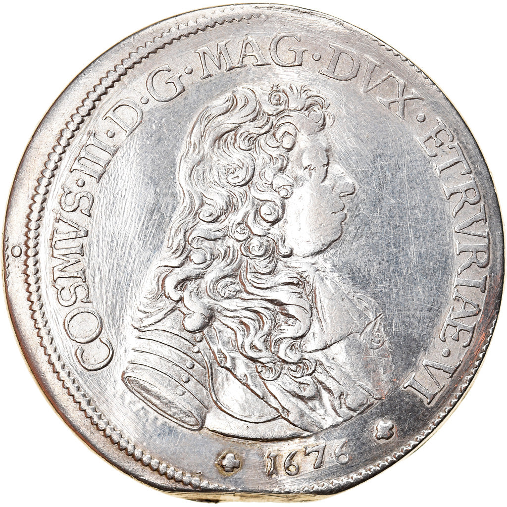 Munten, Italiaanse staten, TUSCANY, Cosimo III, Piastre, 1676, Florence, FR+