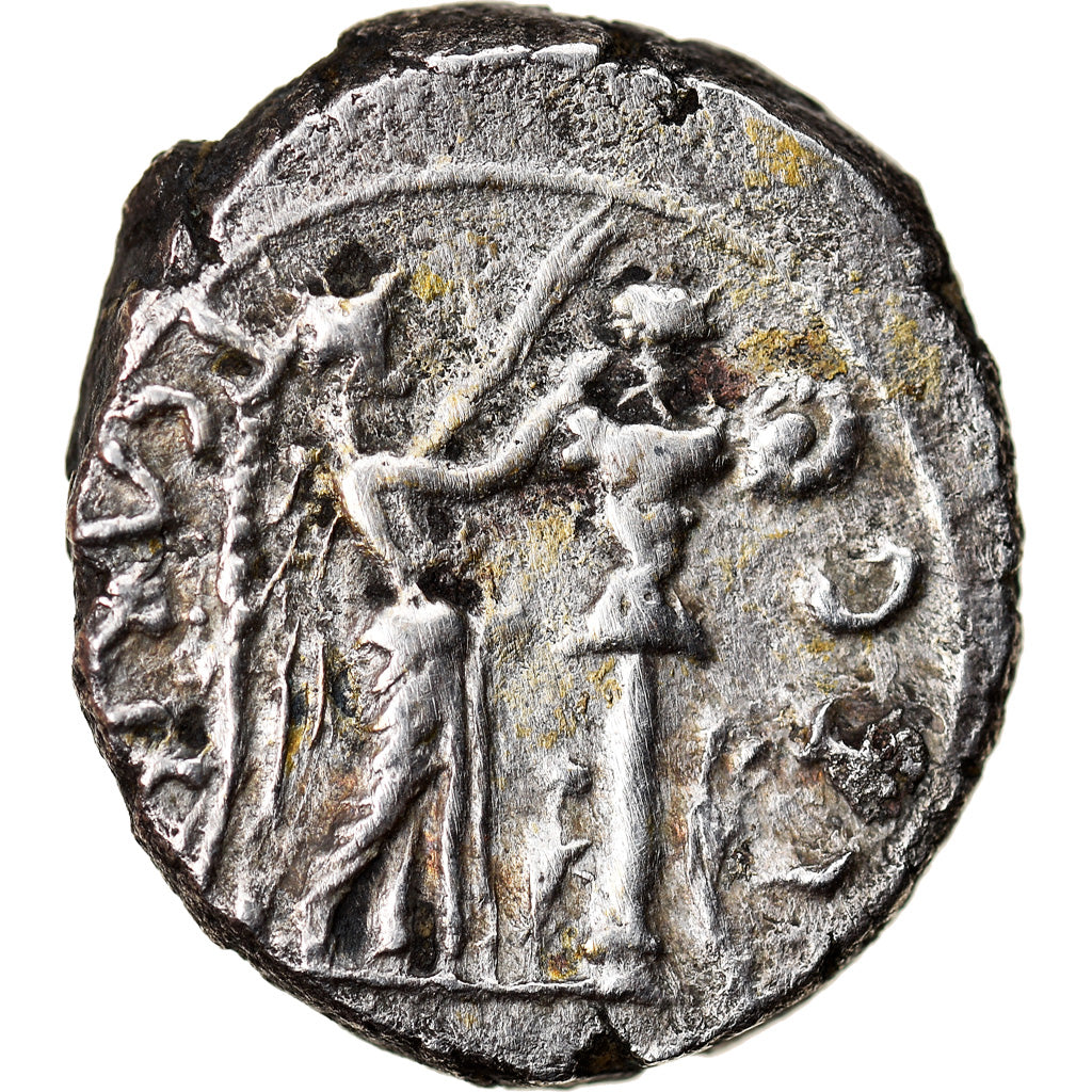 Coin, Augustus, Quinarius, 29-28 BC, Emerita, EF(40-45), Silver, RIC:1A