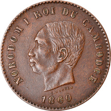 Coin, Cambodia, 5 Centimes, 1860, AU(50-53), Bronze, KM:M2